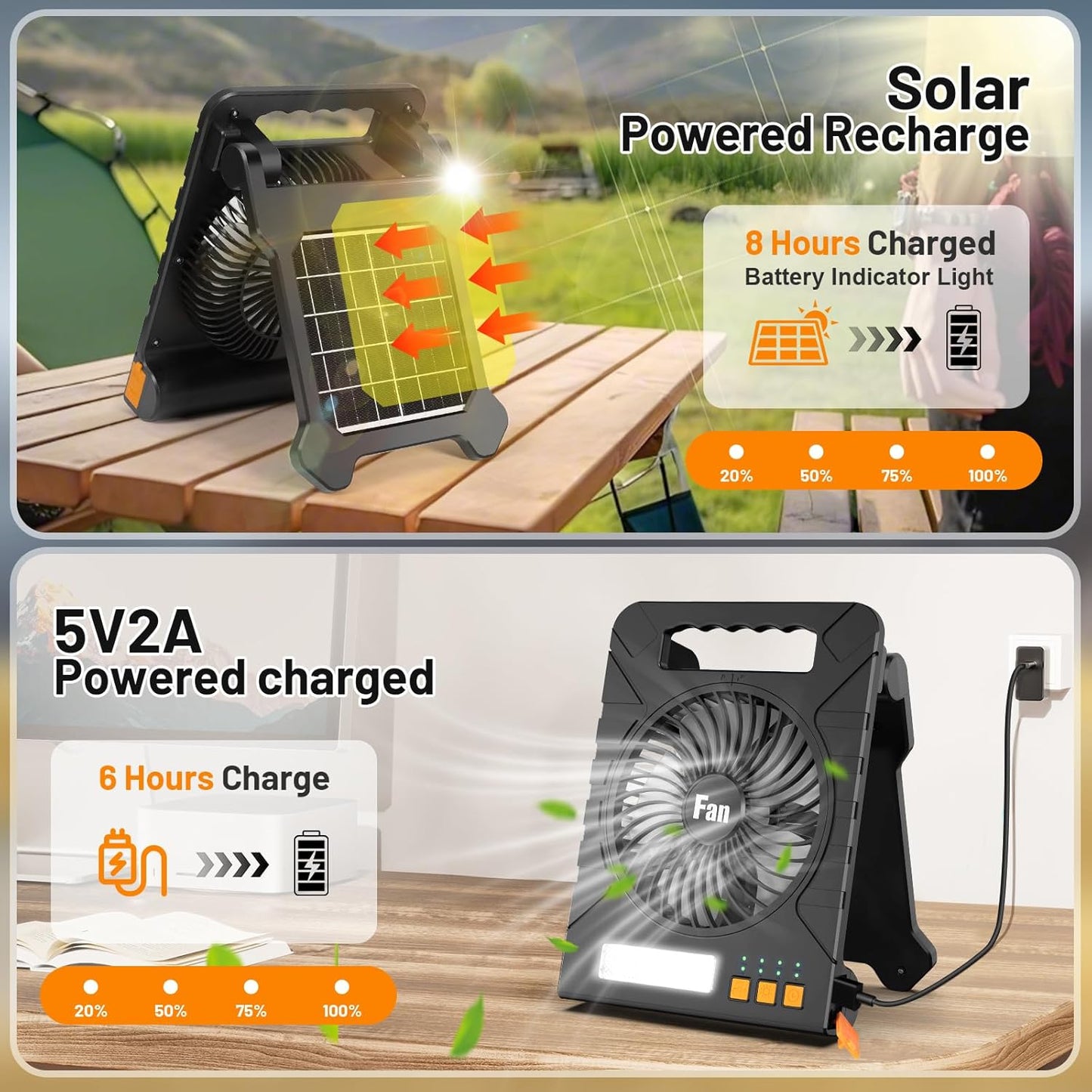 Solar Fan with Led Light