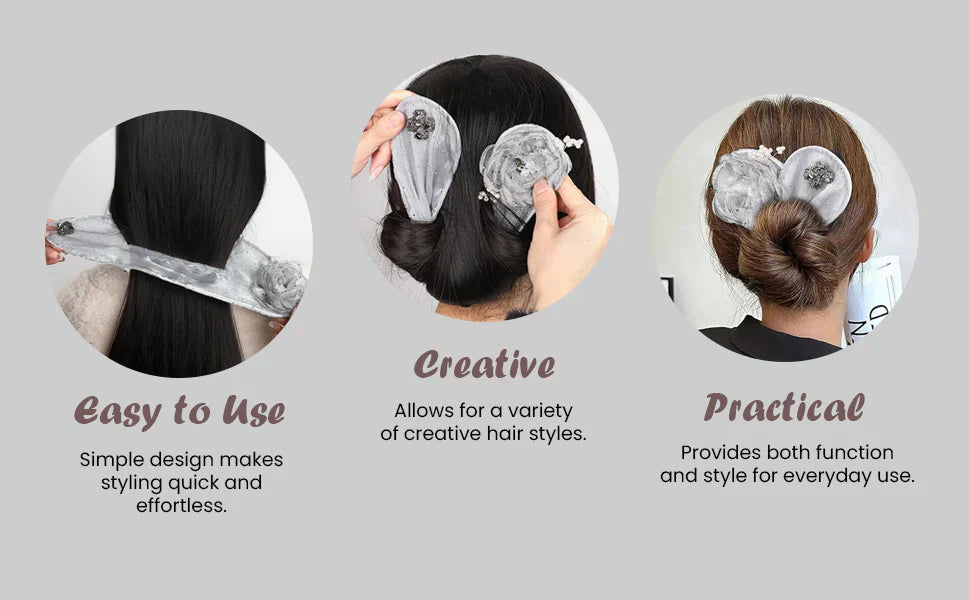 Floral French Hair Bun Clip