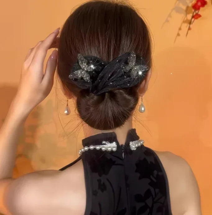 Floral French Hair Bun Clip